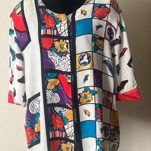 Vtg A.K.F Woman New York Abstract Art Plus Size Grandmacore 24W